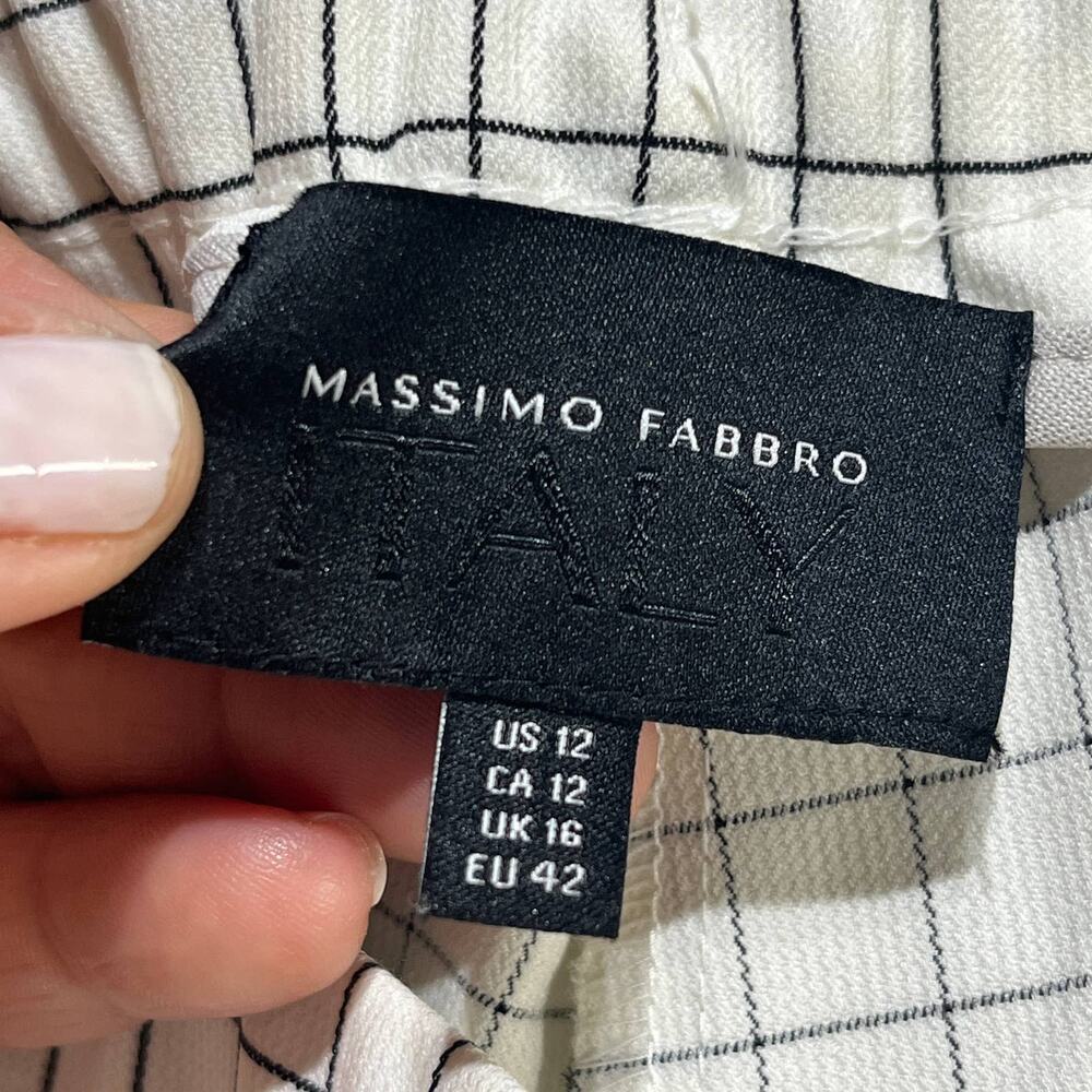 Massimo Fabbro Italy Plaid Pull On Academia Career Pants Women Black White Sz 12 - Picture 3 of 8